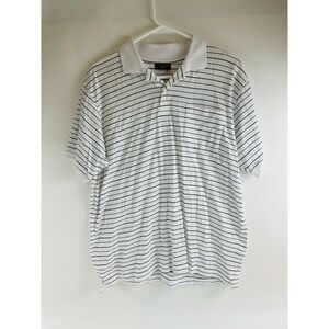 Proline Colours Polo Shirt Men's Size XL Navy Blue White Striped Short Sleeve